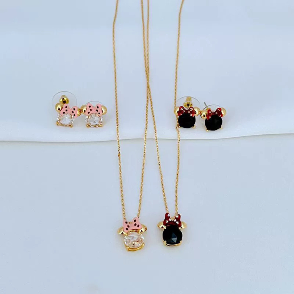 Kendra Scott Minnie Mouse Rhinestone CZ Earrings Necklace
